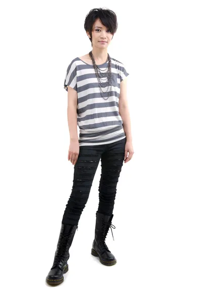 Punk girl full body on white background — Stock Photo, Image