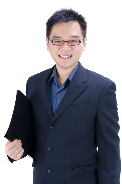 Asian business man with a folder — Stock Photo, Image