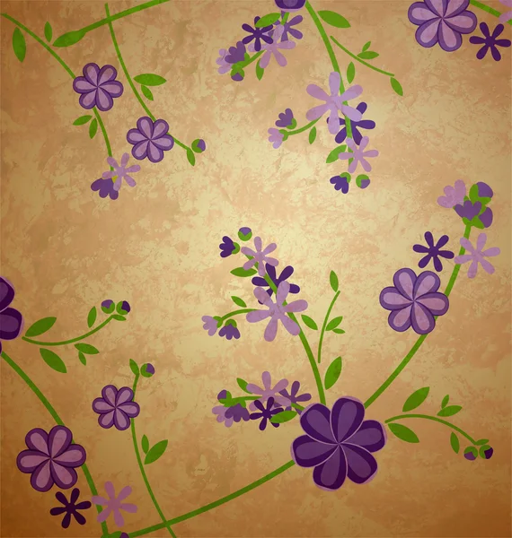 Abstraktes altes strukturiertes Papier mit blauen Blumen — Stockfoto