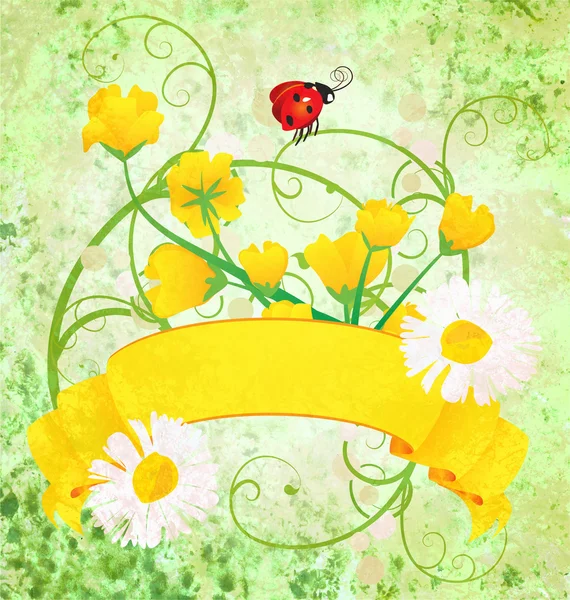 Yellow Grunge Scroll Natur Illustration — Stockfoto