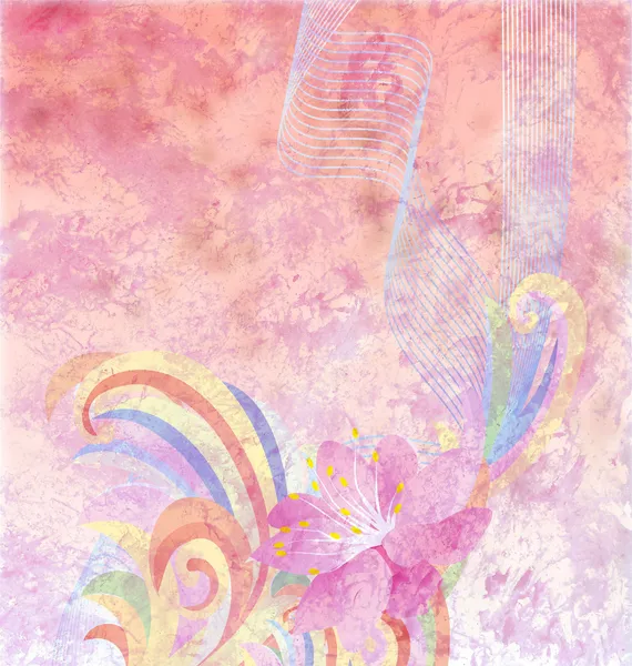 抽象的粉色花背景 grunge 复古老式 pa [呃组织 — 图库照片