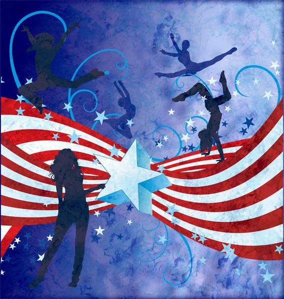 День независимости гранж текстурированные иллюстрации с полосами, звезда — стоковое фото