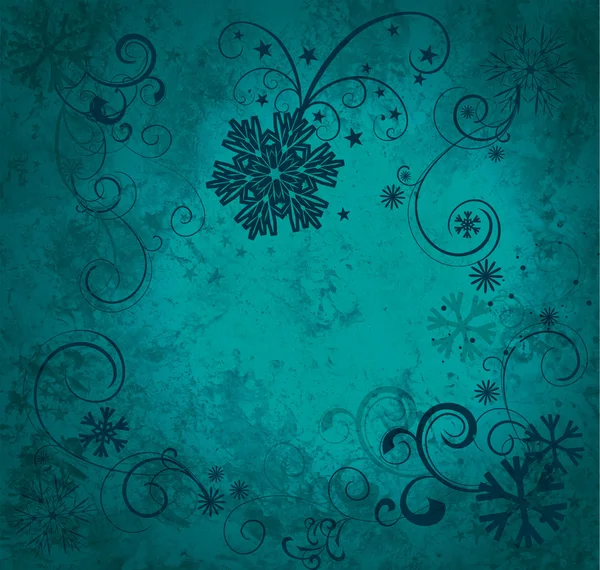 Texture de papier de couleur bleue avec des fleurs et des flocons de neige textur — Photo