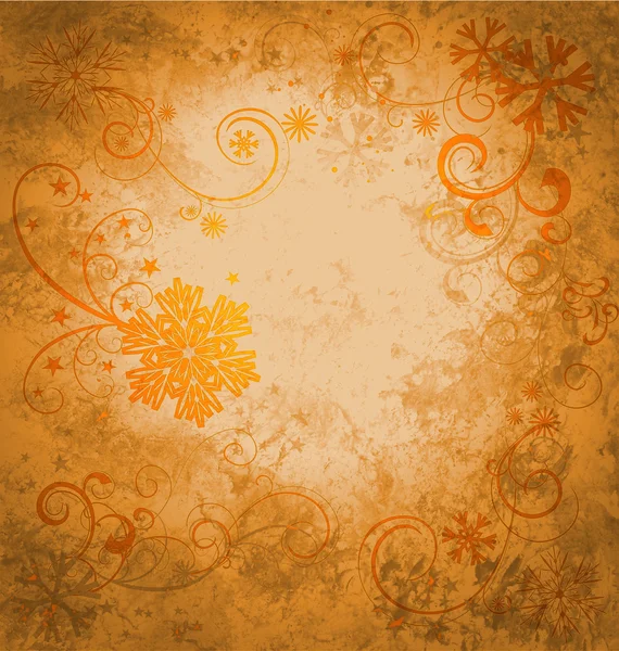 Grunge gyllene texturerat snöflingor retro bakgrunden koncept idé — Stockfoto
