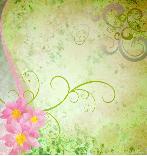 Primavera ou verão grunge fundo com flores silhueta — Fotografia de Stock