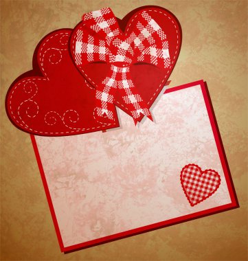 Red heart wintage xtyle valentines day illustration for love, ro clipart