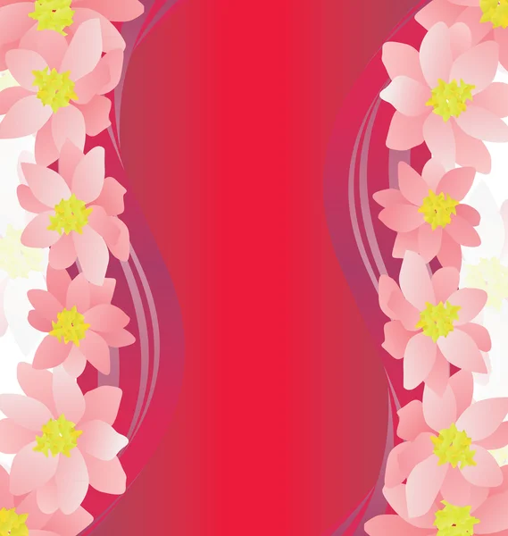 暗いマゼンタ背景にピンクの花のボーダー — ストック写真