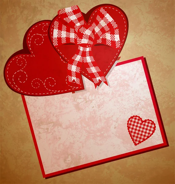 Rood hart wintage xtyle de dag van Valentijnskaarten illustratie voor liefde, ro — Stockfoto