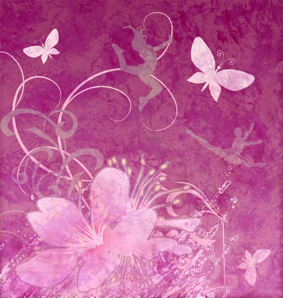 レトロなスタイルの花のピンクの背景 — ストック写真