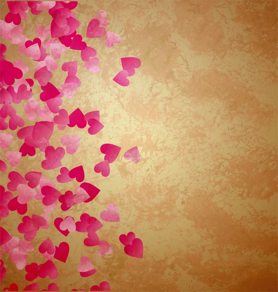 Little hearts side grunge vintage paper background — Stock Photo, Image