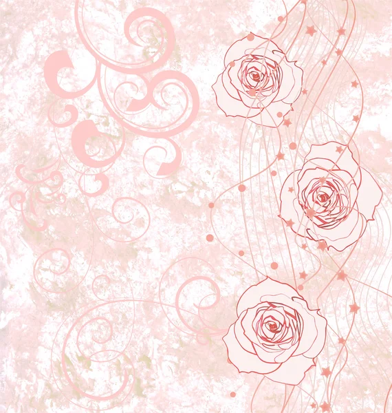 Rosa Rosen Grunge Illustration mit Blüten für Hochzeit oder Bi — Stockfoto