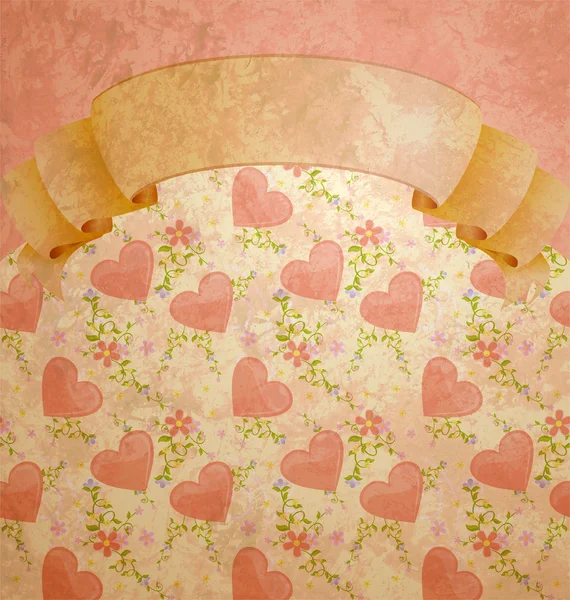 Estilo vintage rolagem em branco com padrão de corações pastel — Fotografia de Stock