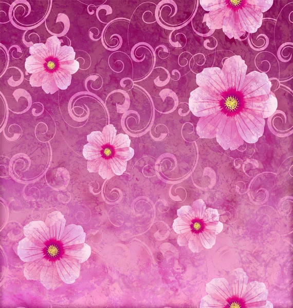 ピンクの花のロマンチックな春のヴィンテージ背景、愛とかわいい — ストック写真