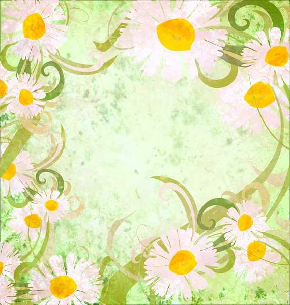 Gänseblümchen Rahmen Grunge Hintergrund Vintage-Stil Natur Bild — Stockfoto