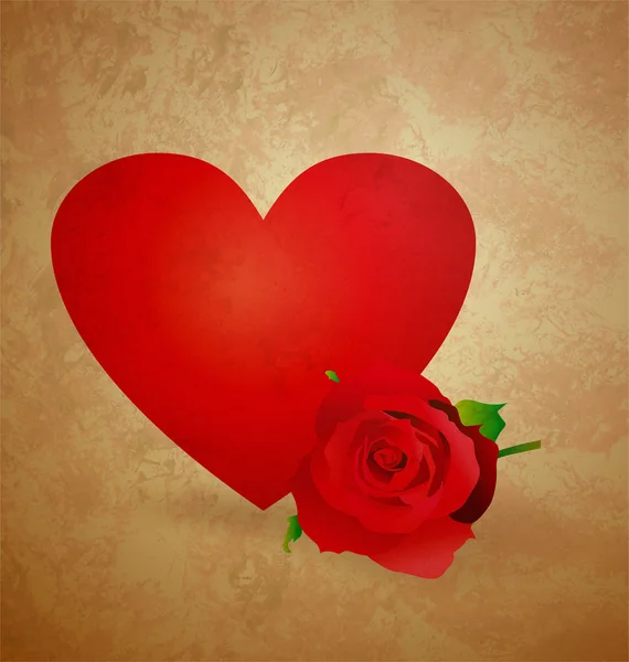 Piros szív wintage xtyle Valentin-nap illusztráció a szeretet, ro — Stock Fotó