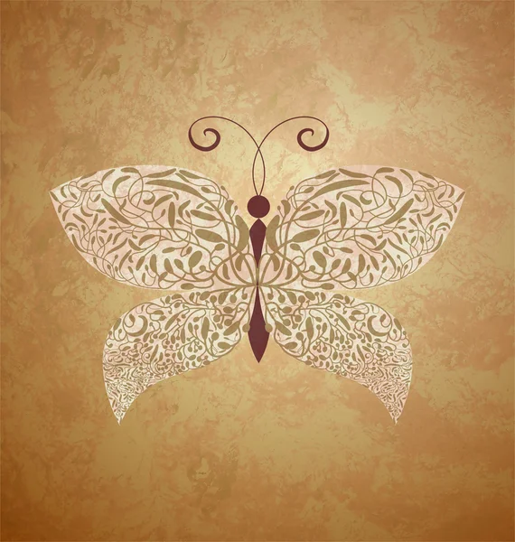 Mariposa dorada sobre fondo vintage marrón oscuro — Foto de Stock