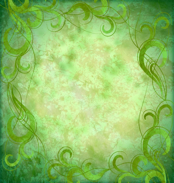 Green flourishes grunge background pattern — Stock Photo, Image