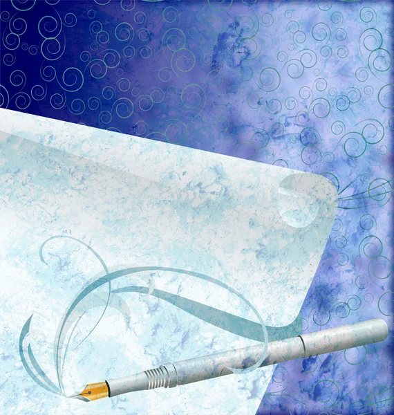 Grunge iullustración de la pluma de tinta en el pergamino de papel — Foto de Stock