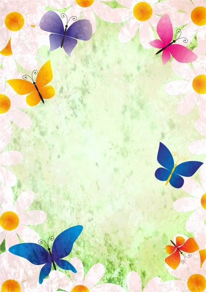 Kwiaty i motyle nieczysty stylu wiosna tło wzór p — Zdjęcie stockowe