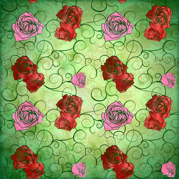Vintage stily μοτίβο μπλε τριαντάφυλλα με grunge αποτέλεσμα — Φωτογραφία Αρχείου