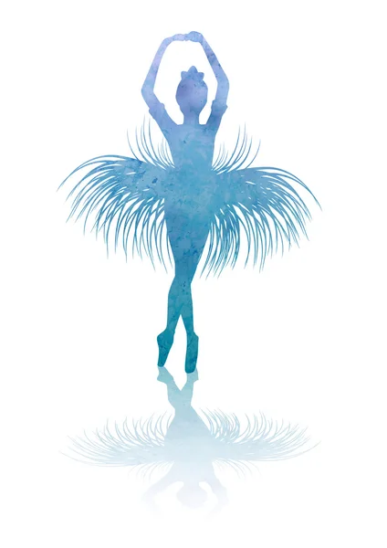 Tanzende Frau Silhouette isoliert auf weißem Hintergrund Aquarell — Stockfoto