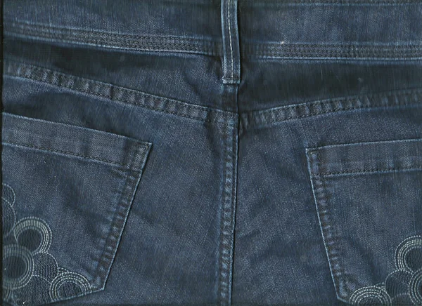 Zadní modré džíny textury — Stock fotografie