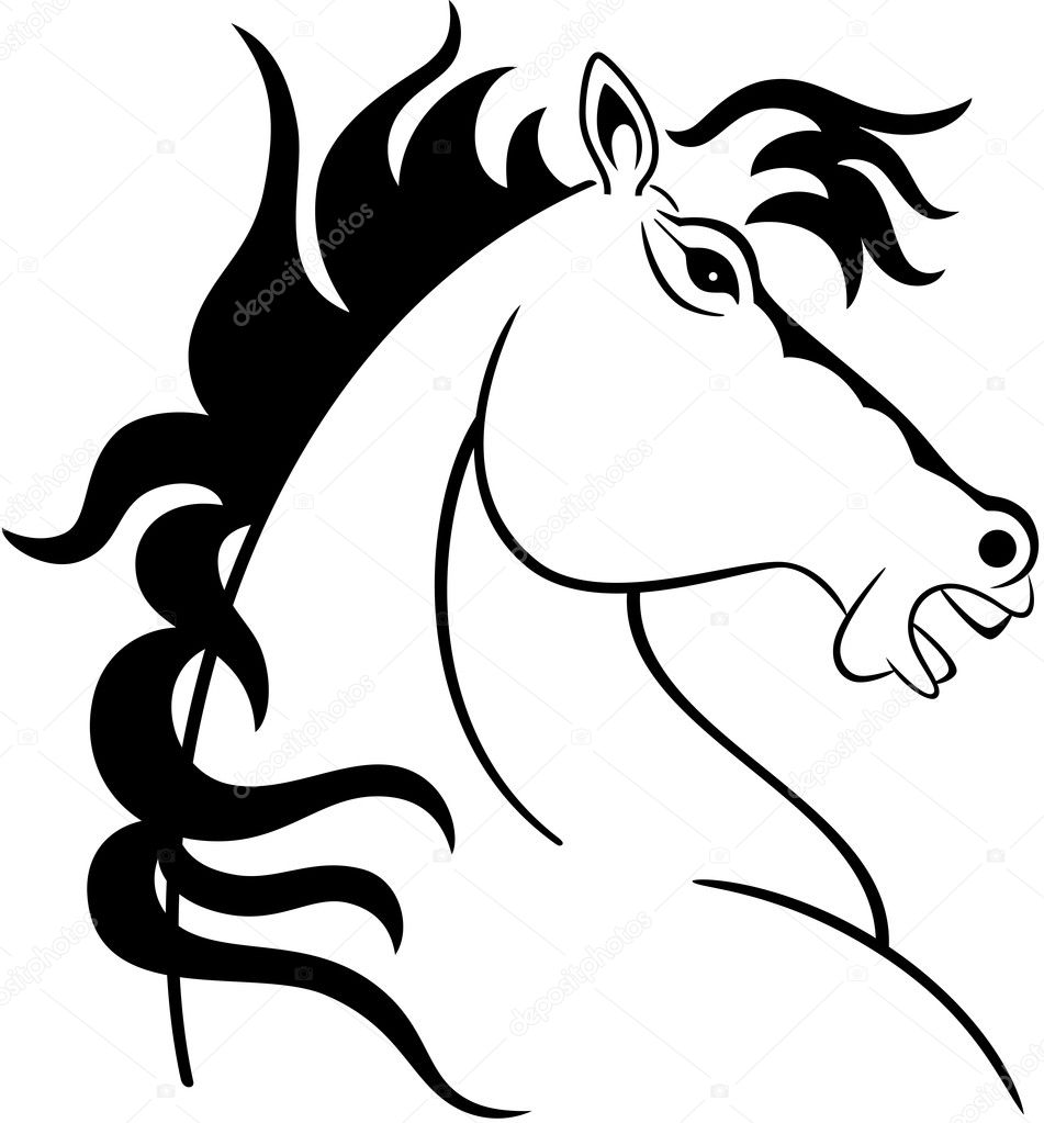 Illustration of a horse head silhouette, isolated