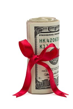 Wad of Cash with Red Bow clipart