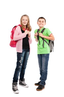 Schoolchildren with backpacks clipart