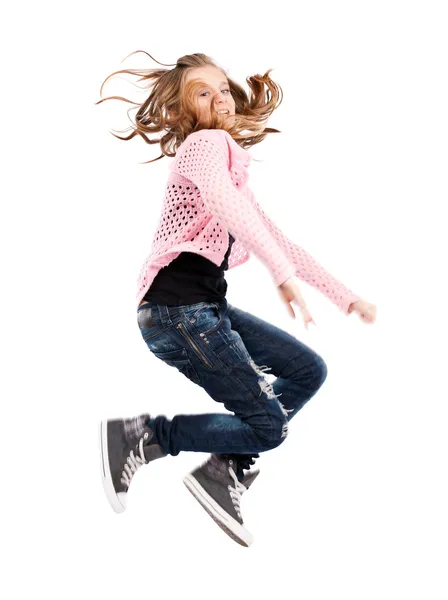 Girl jumping for joy — Stock Photo, Image