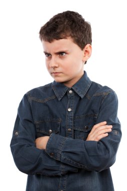 Angry boy with arms folded clipart