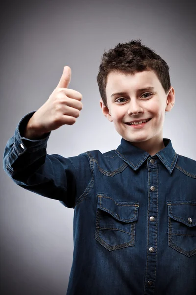 Cute kid thumbs up — Stock Photo, Image
