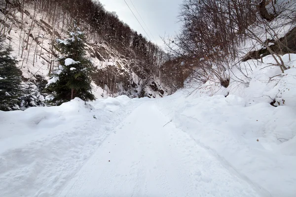 Droga pokryta śniegiem — Zdjęcie stockowe