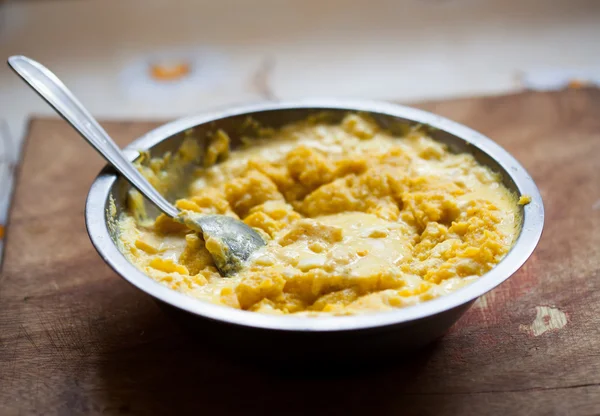 Hot polenta with cheese — Stock Photo, Image