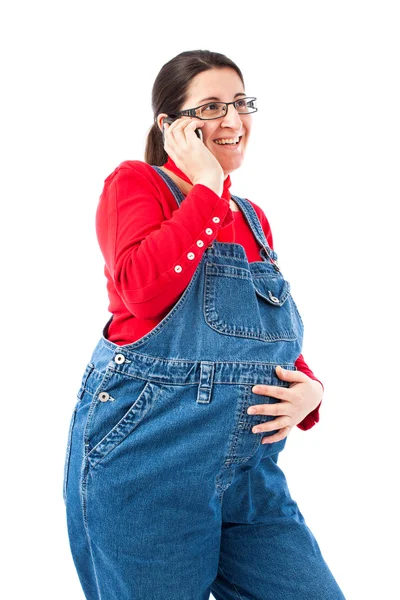 Mulher grávida falando no celular — Fotografia de Stock