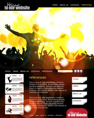 Web site layout with music event subject clipart