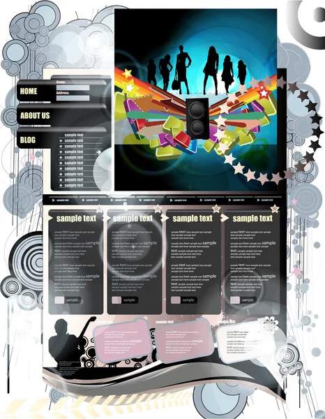 Présentation du site Web avec sujet de l'événement musical — Image vectorielle