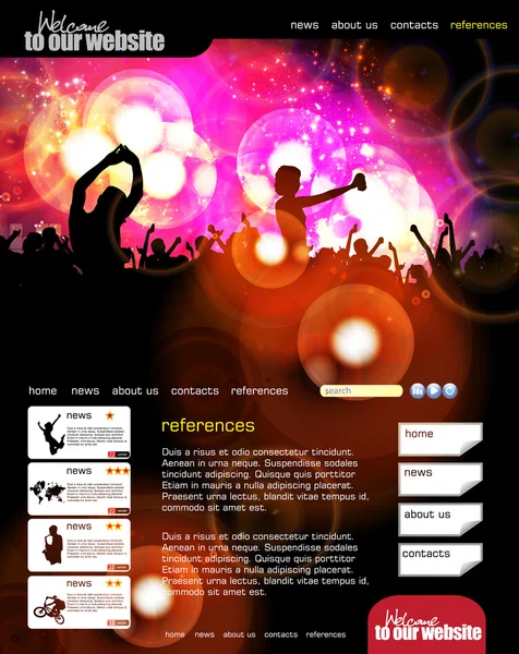 Webbplats layout med musik händelse ämne — Stock vektor
