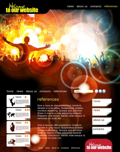 Webbplats layout med musik händelse ämne — Stock vektor