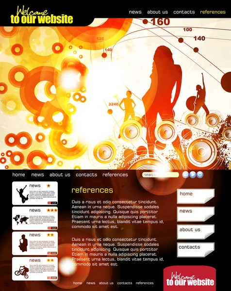 Diseño del sitio web con tema de evento musical — Vector de stock