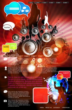 Web site layout with music event subject clipart