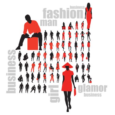 High quality posing silhouettes. Vector illustration clipart