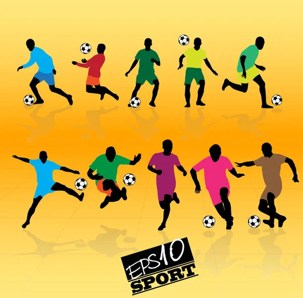 Joueurs de football sur fond abstrait — Image vectorielle