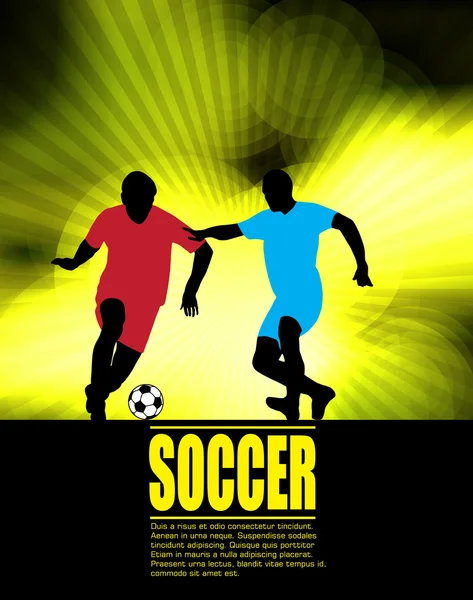 Soccer players on abstract background — Stock Vector