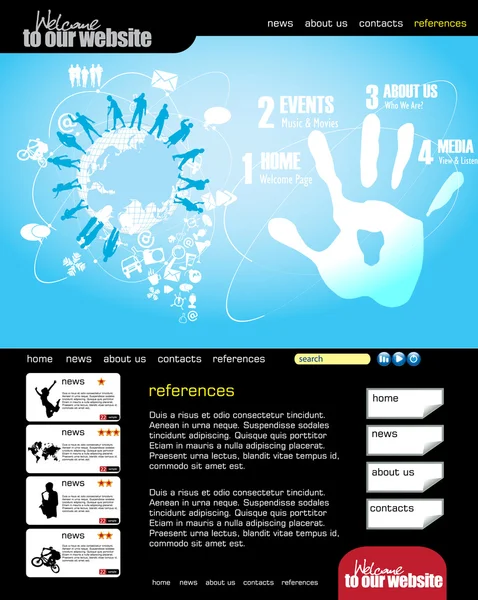 簡単に編集可能なテンプレートのウェブサイト — ストックベクタ