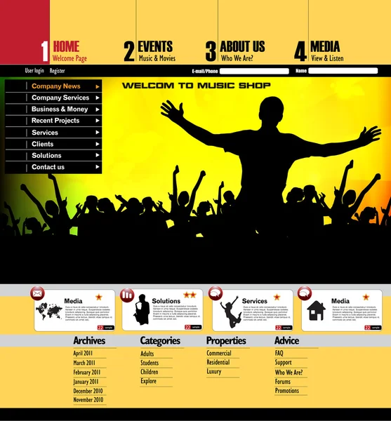 Modello di pagina del sito Web — Vettoriale Stock