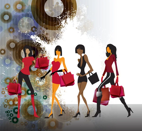 Shopping filles — Image vectorielle