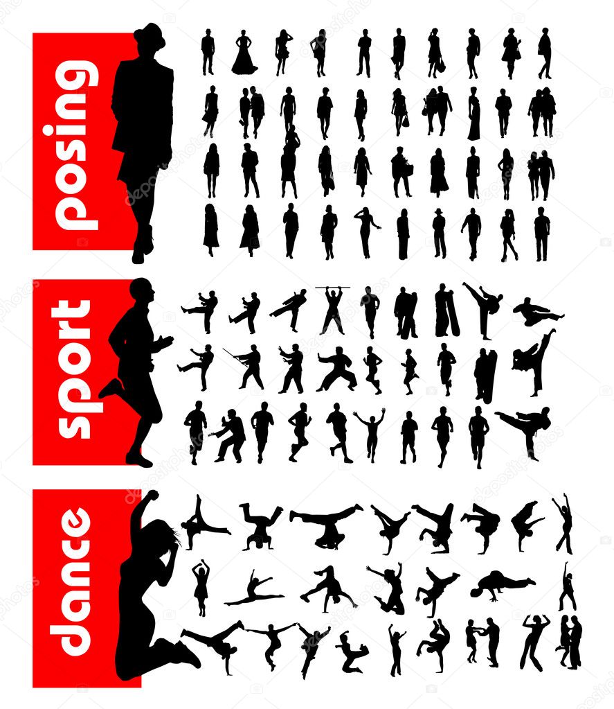 High quality posing silhouettes. Vector illustration