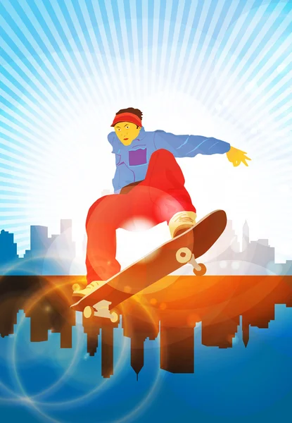 Skateboarder - Stok Vektor