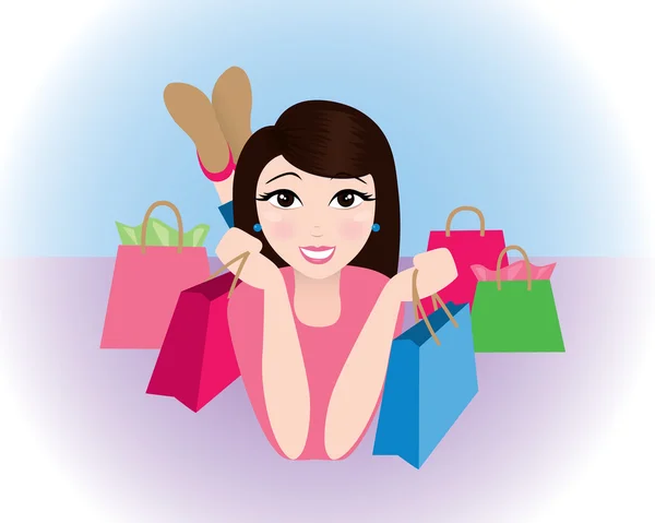 Woman holding shopping bags. — Stock Vector